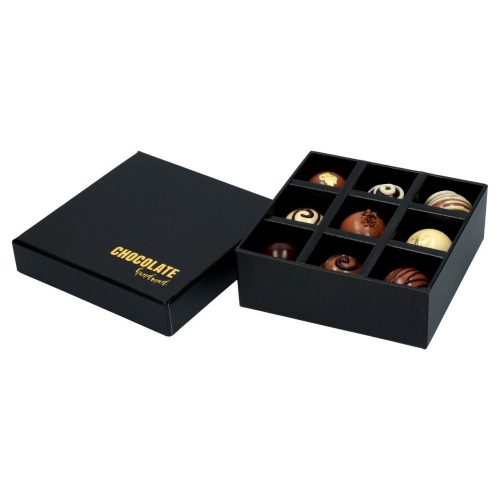 Cake-Masters bonbon doboz, fekete, 11×11 cm, 9db-os