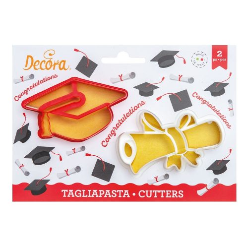 Decora kiszúró szett, diploma és talár kalap, műanyag, 2 db