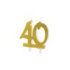PartyDeco születésnapi glitter gyertya, 40, arany, 10cm