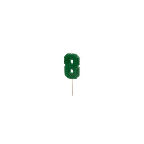 PartyDeco születésnapi lego gyertya, 8, zöld, 6cm