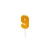 PartyDeco születésnapi lego gyertya, 9, sárga, 6cm