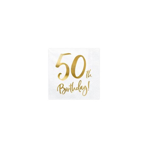 PartyDeco születésnapi szalvéta, 50, 33×33 cm, 20 db