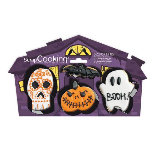 Scrapcooking kiszúró szett, Halloween, rozsdamentes acél, 4 db