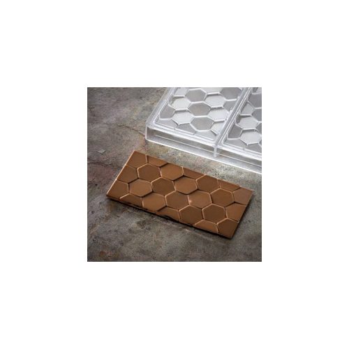 Hatszögmintás mini tábláscsokoládé bonbon forma, polikarbonát,  27,5×13,5 cm